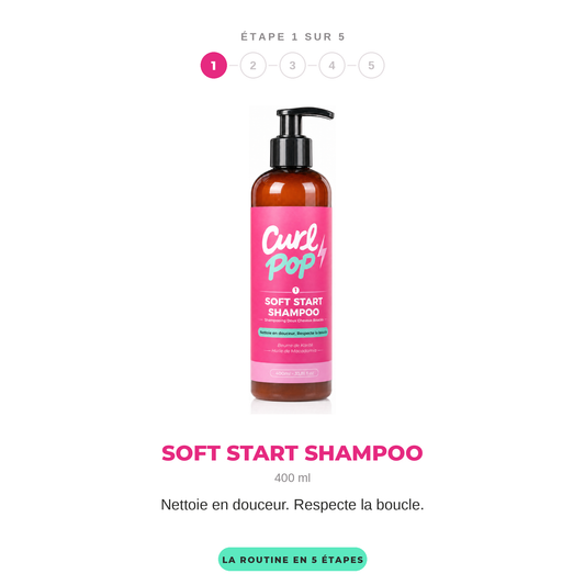 Soft Start Shampoo, étape 1 sur 5 de la routine Curl Pop — 400 ml, nettoie en douceur et respecte la boucle