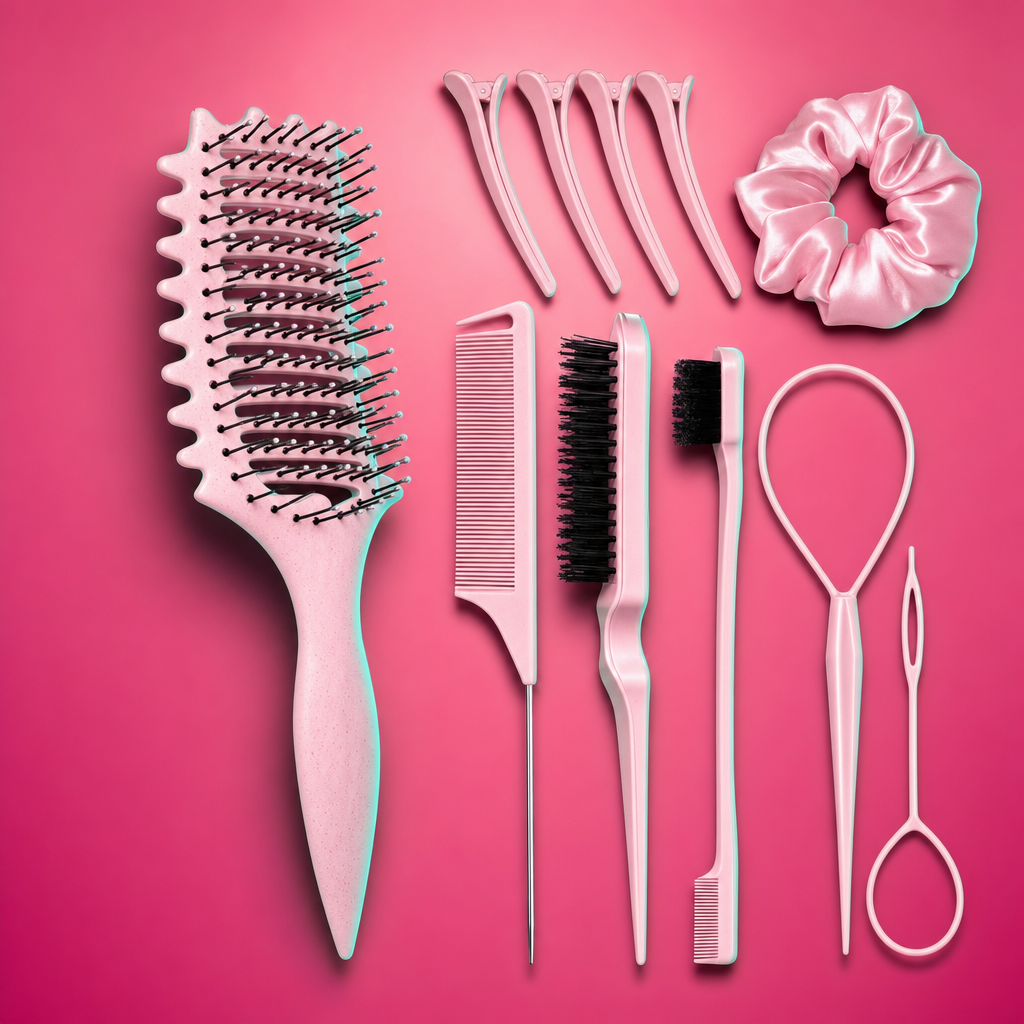 Pop Kit Curl Pop - coffret 11 pieces styling fond rose