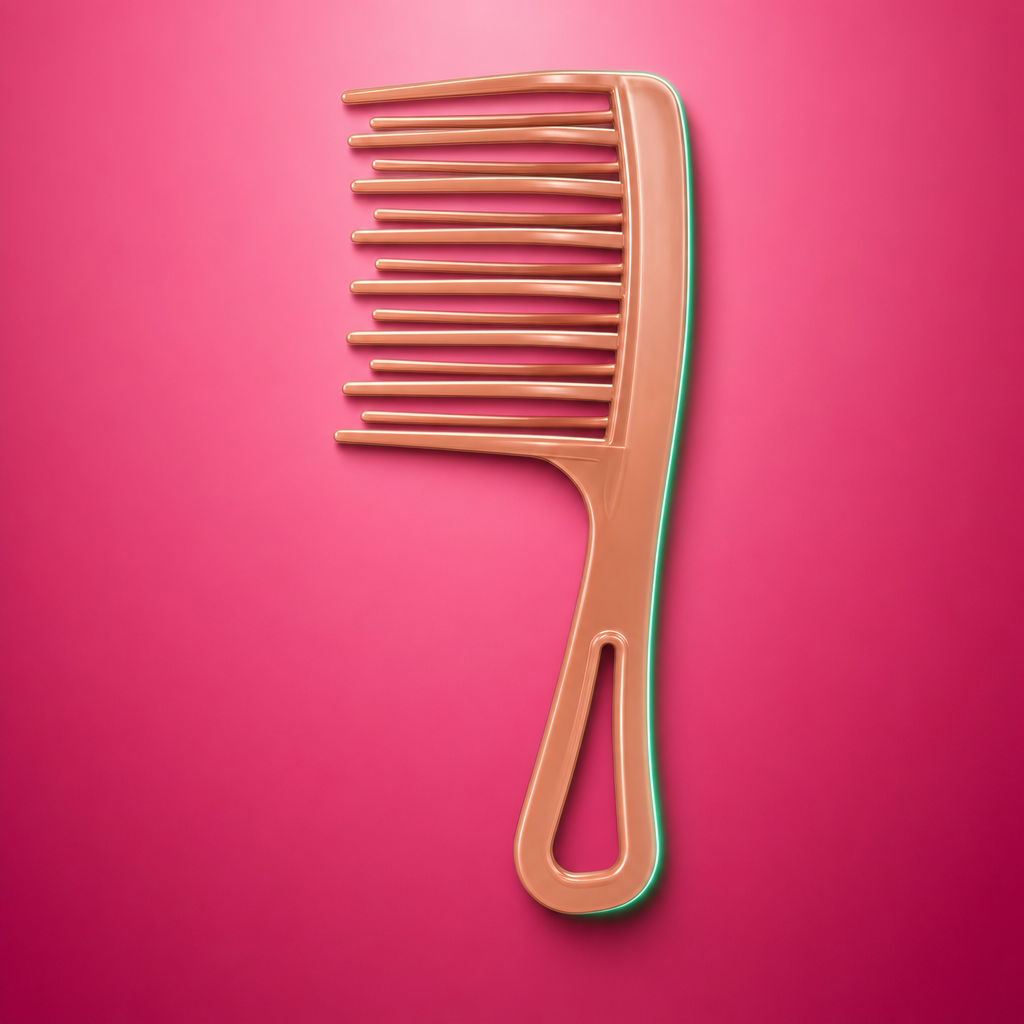Pop Comb Curl Pop - peigne dents larges fond rose